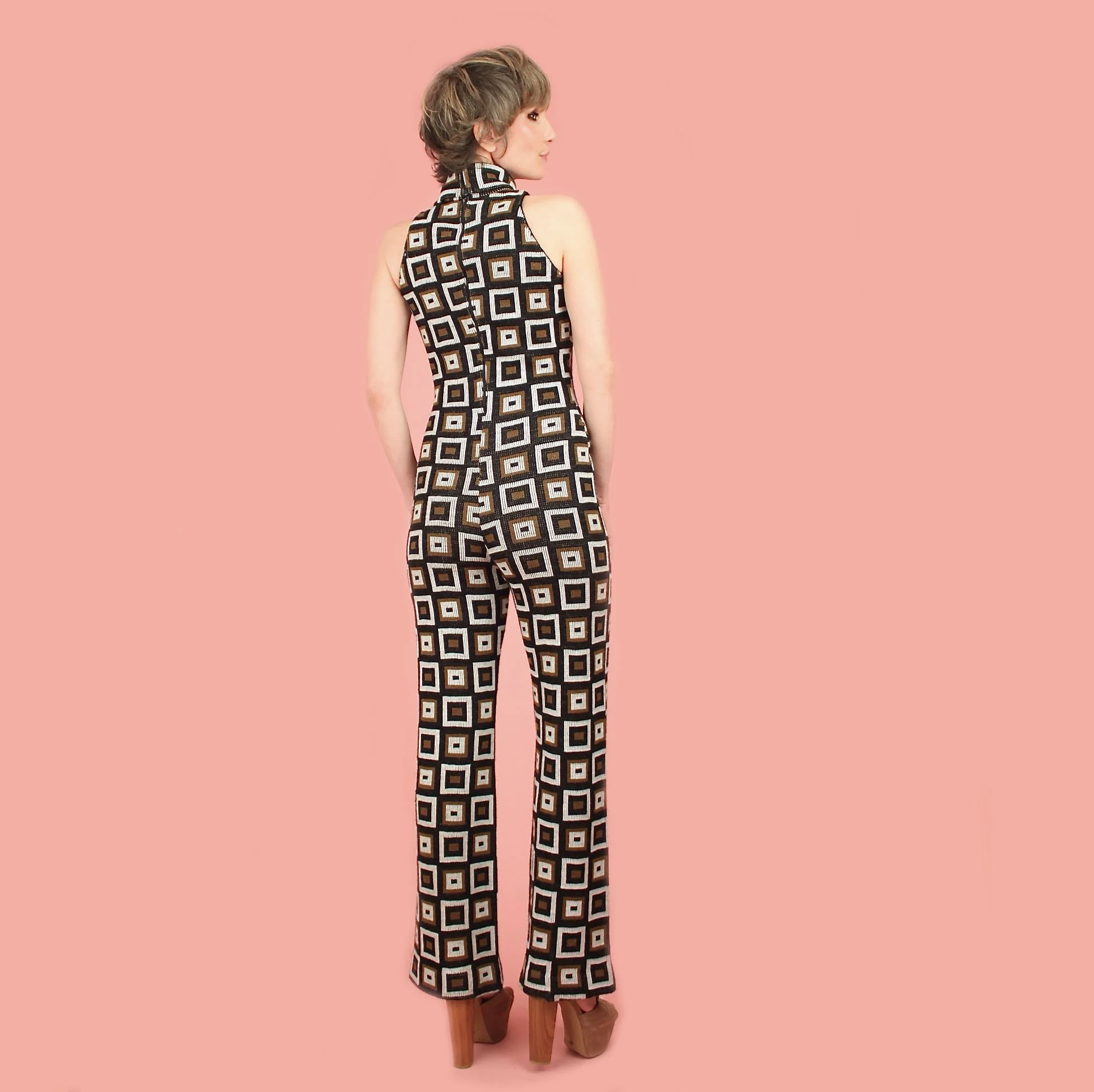 ViNtAgE 1960s Mod Op Art Geo Bell Bottom Jumpsuit — Hellhound Vintage